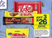 Nestle Kitkat 4 Finger 41.5g,Barone 52/55g,Tex Or Smarties 40g-Any 3