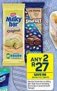 Nestle Smarties Or Milky Bar Slab Assorted-Any 2 x 80g