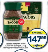 Jacobs Instant Coffee 200g Or Refill 230g-Each