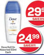 Dove Roll On Assorted-50ml Each
