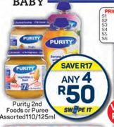Purity 2nd Foods Or Puree Assorted-Any 4 x 110/125ml