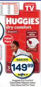Huggies Dry Comfort Disposable Nappies Value Pack Assorted-Per Pack