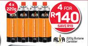 Alva Butane Canister-For 4 x 220g
