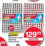 Goldenmarc Dish Cloth 6 Pack (Assorted Colours)-Each