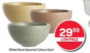 Ribbed Bowl (Assorted Colours)-Each