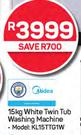 Midea 15Kg White Twin Tub Washing Machine KL15TTG1W