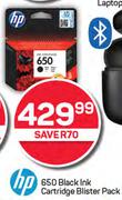 HP 650 Black Ink Cartridge Blister Pack