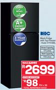 KIC Black Fridge With Top Freezer - KTF518BL