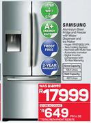 SAMSUNG Aluminium Steel Fridge And Freezer With Water Dispenser And Ice Maker - RF67QESL1/FA