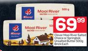 Clover Mooi River Salted Choice Or Springbok Unsalted Butter Brick-500g Each