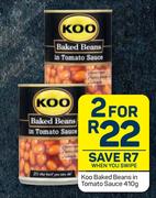 Koo Baked Beans In Tomato Sauce-For 2 x 410g