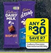 Cadbury Chocolate Slab Assorted-Any 2 x 80/88g