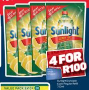 Sunlight Dishwash Liquid Regular Refill-For 4 x 750ml