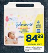 Johnson's Baby Wipes Assorted-244/288s Each
