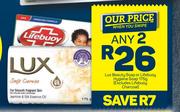 Lux Beauty Soap Or Lifebuoy Hygiene Soap-Any 2 x 175g