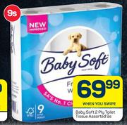 Baby Soft 2 Ply Toilet Tissue Assorted-9s