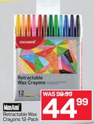 Monami Retractable Wax Crayons 12 Pack