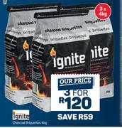 Ignite Charcoal Briqueetes-For 3 x 4Kg