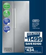 Defy Satin Metallic Side By Side Fridge & Freezer DFF436