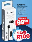 Sony In Ear Earphones With Microphone Black