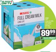 Spar UHT Long Life Milk (Full Cream, Low Fat or Fat Free)-6 x 1Ltr Per Pack