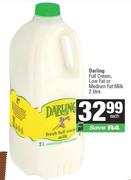 Darling Full Cream, Low Fat Or Medium Fat Milk-2L