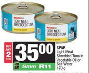 Spar Light Meat Shredded Tuna In Vegetable Oil Or Salt Water-For 2 x 170g