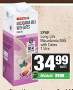 Spar Long Life Macadamia Milk With Dates-1Ltr