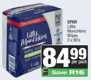 Spar Little Munchkins Wipes-3 x 80's Pack Per Pack