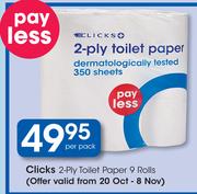 Clicks 2-Ply Toilet Paper 9 Rolls-Per Pack