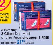 Clicks Duo Maxi Or Ultra Pads-Per Pack
