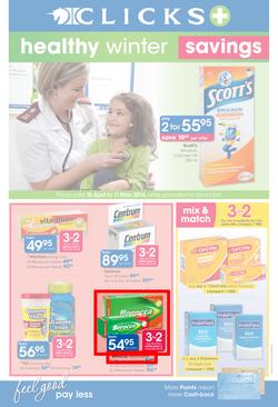 Clicks : Healthy Winter Savings (15 Apr - 11 May 2014), page 1