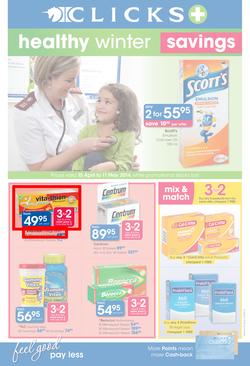 Clicks : Healthy Winter Savings (15 Apr - 11 May 2014), page 1