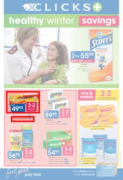 Clicks : Healthy Winter Savings (15 Apr - 11 May 2014), page 1