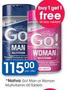 Nativa Go!Man Or Woman Multivitamin-60 Tablets