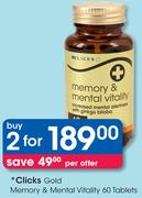 Clicks Gold Memory & Mental Vitality 60 Tablets-2's