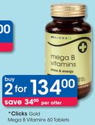 Clicks Gold Mega B Vitamins 60 Tablets-2's