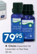 Clicks Essential Oil Lavender Or Tea Tree-20ml