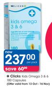 Clicks Kids Omega 3 & 6 180 Capsules-Per Pack