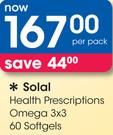 Solal Health Prescriptions Omega 3 x 3 60 Softgels-Per Pack