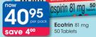 Ecotrin 81mg-50 Tablets