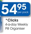Clicks 4-A-Day Weekly Pill Organiser