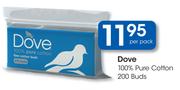 Dove 100% Pure Cotton-200 Buds Per Pack
