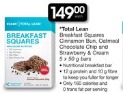 Total Lean Breakfast Squares Cinnamon Bun, Oatmeal Chocolate Chip And Strawberry&Cream-5x50g Bars