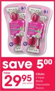 Clicks 4 Triple Blade Disposable Razors-Per Pack