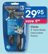Clicks 4 Triple Blade Disposable Razors