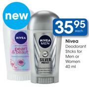 Nivea Deodorant Sticks For Men Or Women-40ml Each