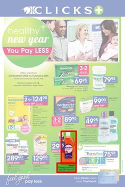 Clicks : Healthy New Year You Pay Less (31 Dec 2013 - 21 Jan 2014), page 1