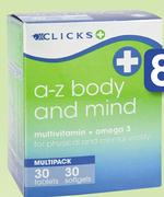 Clicks A-Z Body And Mind Multipack-30 Tablets & 30 Softgels