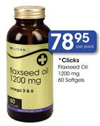 Clicks Flaxseed Oil 1200mg 60 Softgels-Per Pack